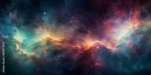 Vibrant highdefinition image of colorful nebula with shimmering stars. Concept Space, Nebula, Stars, Astronomy, Colorful © Anastasiia