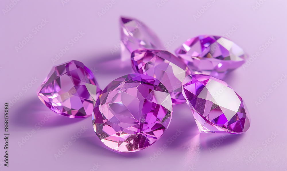 Minimalist Purple Gemstones on Violet Background Minimalist Purple Gemstones on Violet Background