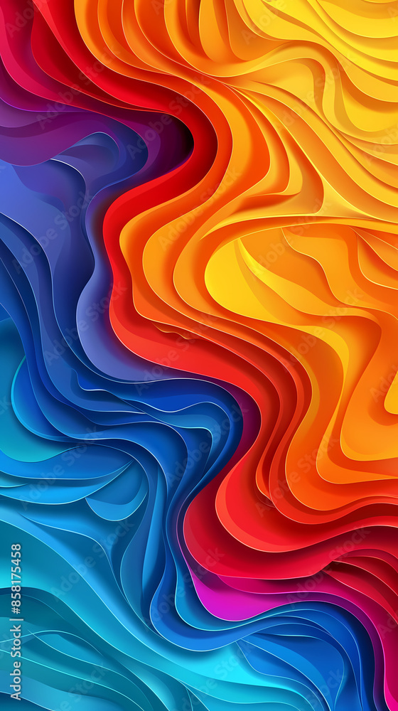 Fototapeta premium 3D Bas-relief , abstract art background Colorful seamless vector illustration.