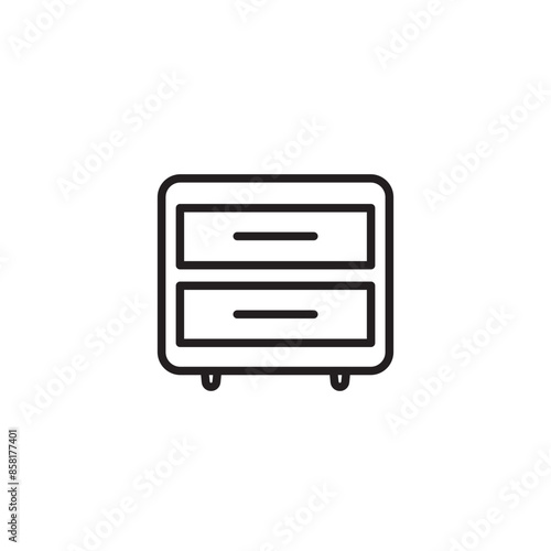 Drawer vector icon. Bedside table icon on a white background use for web and mobile. Editable icon.