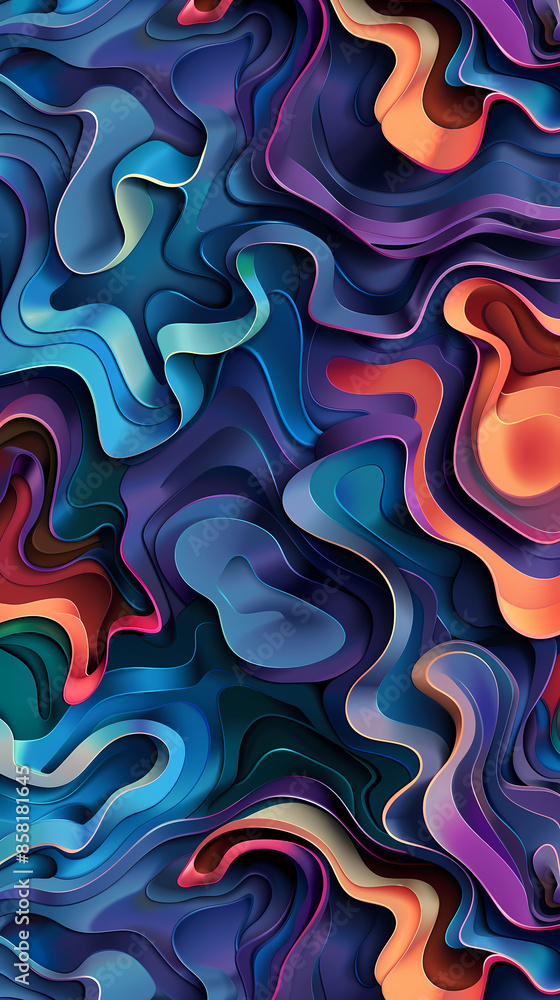 Fototapeta premium 3D Bas-relief , abstract art background Colorful seamless vector illustration.