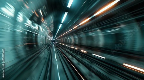 Obraz na płótnie Motion blur effect on a train way under the ground very detailed and realistic shape w salonie