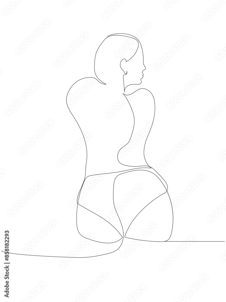 silhouette of a curvy girl, beautiful figure one line art. Continuous line drawing of body positive, overweight, plus size model, XL, health, fashion, self acceptance. silhouette of a curvy girl, beautiful figure one line art. Continuous line drawing of body positive, overweight, plus size model, XL, health, fashion, self acceptance.