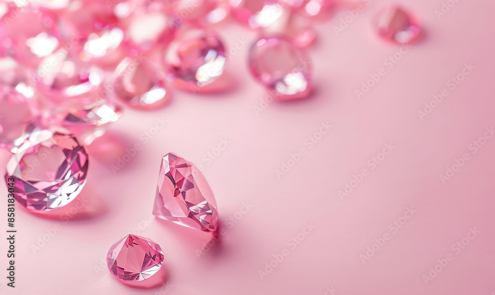 Minimalist Light Pink Gemstones on Pink Background Minimalist Light Pink Gemstones on Pink Background