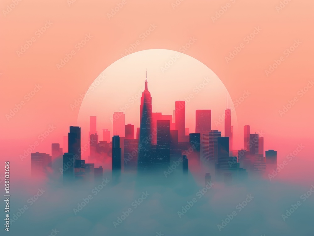 Cityscape in Pink Fog