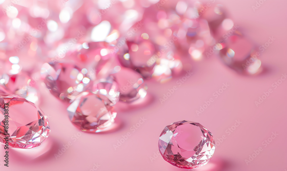 Minimalist Light Pink Gemstones on Pink Background Minimalist Light Pink Gemstones on Pink Background