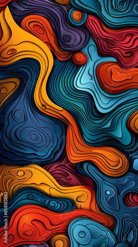 3D Bas-relief , abstract art background Colorful seamless vector illustration.