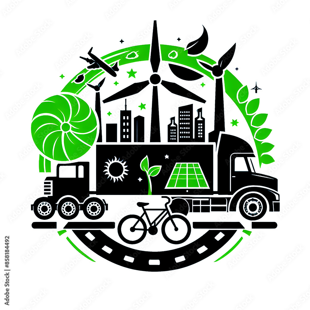Fototapeta premium eco transport, ecology, logo