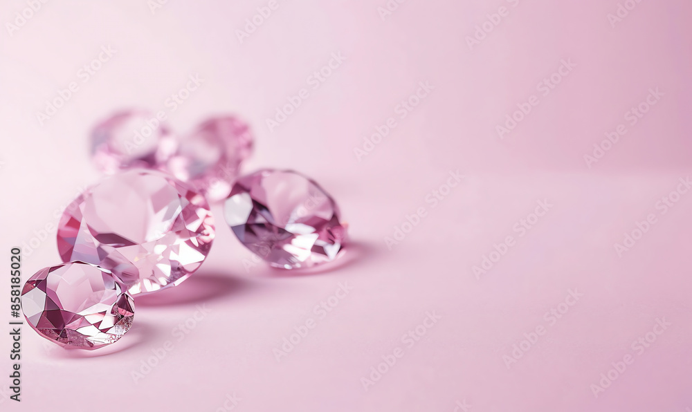 Minimalist Light Pink Gemstones on Pink Background Minimalist Light Pink Gemstones on Pink Background