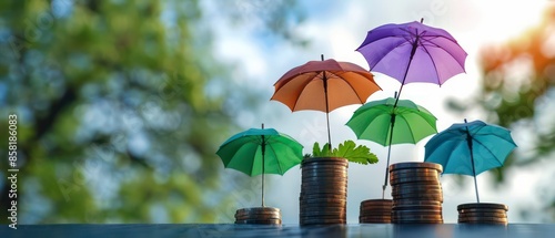 Wallpaper Mural Colorful umbrellas offer protection from both rain and sun, featuring diverse designs and hues like blue and orange, ideal for brightening any weather. Torontodigital.ca