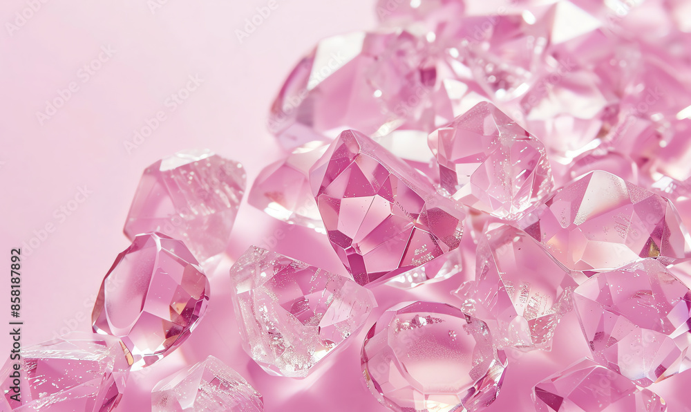 Minimalist Light Pink Gemstones on Pink Background