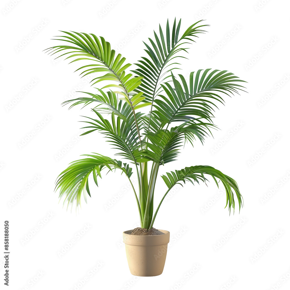 A Majesty Palm in a Pot measuring 6 to 7 Feet, set against a transparent background A Majesty Palm in a Pot measuring 6 to 7 Feet, set against a transparent background