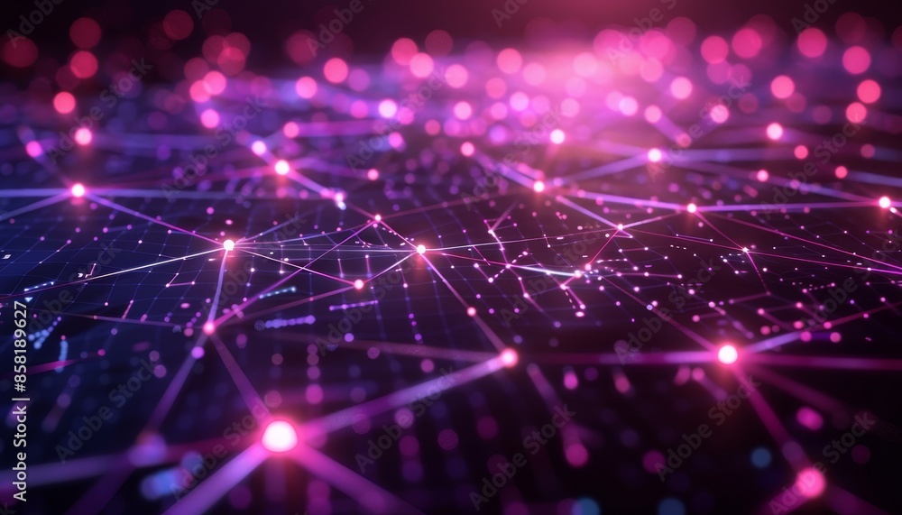 Futuristic blueprint of a digital network with glowing lines and nodes for connections and data exchange. Futuristic blueprint of a digital network with glowing lines and nodes for connections and data exchange.