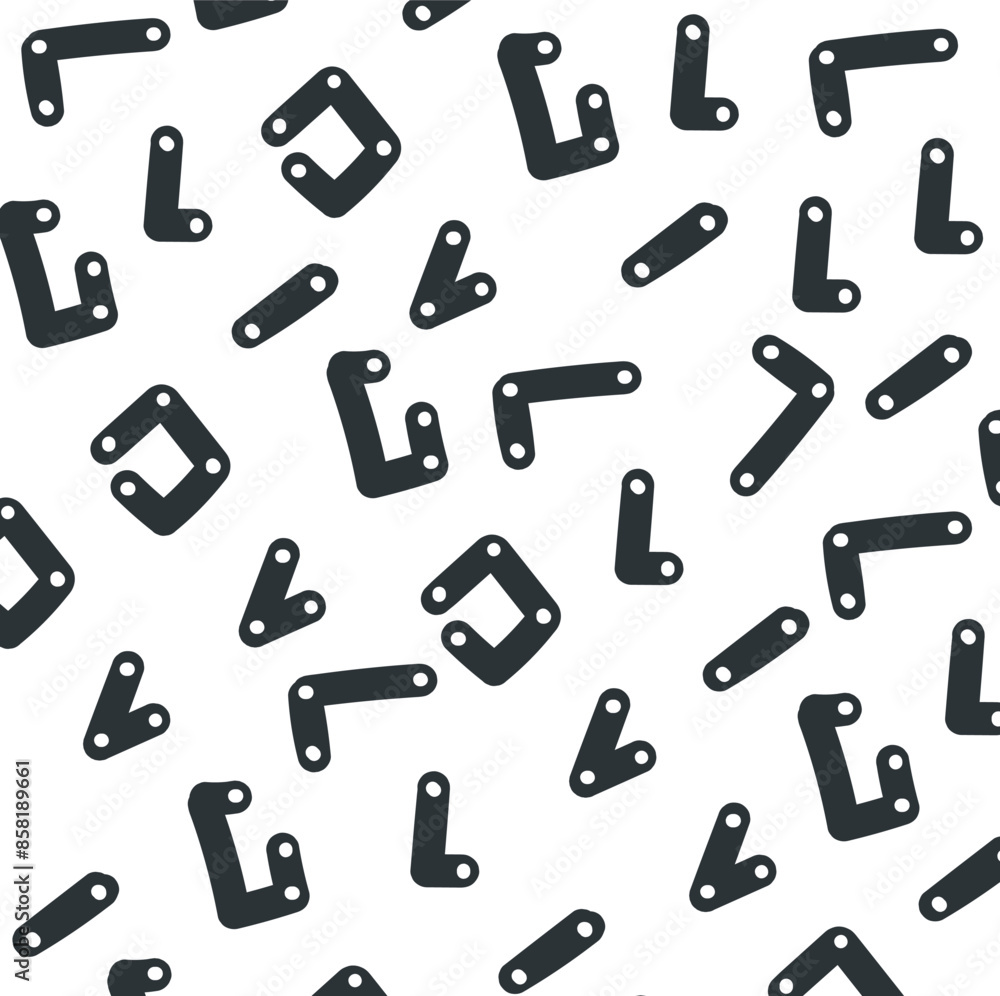 Flat and black construction kit parts with holes for connections. Flat and black construction kit parts with holes for connections.