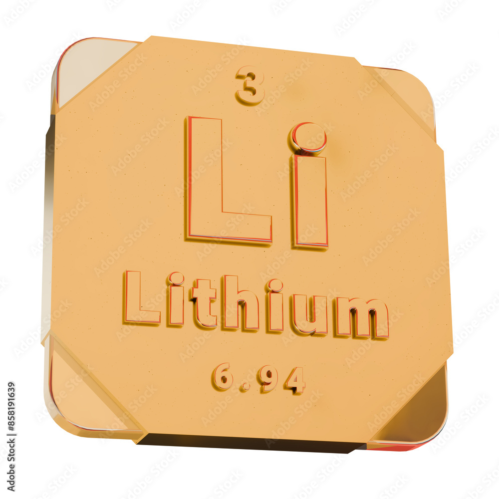 3D Golden Icon - Lithium (Li) Element from Periodic Table 3D Golden Icon - Lithium (Li) Element from Periodic Table