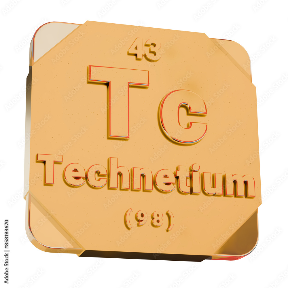 3D Golden Icon - Technetium (Tc) Element from Periodic Table 3D Golden Icon - Technetium (Tc) Element from Periodic Table