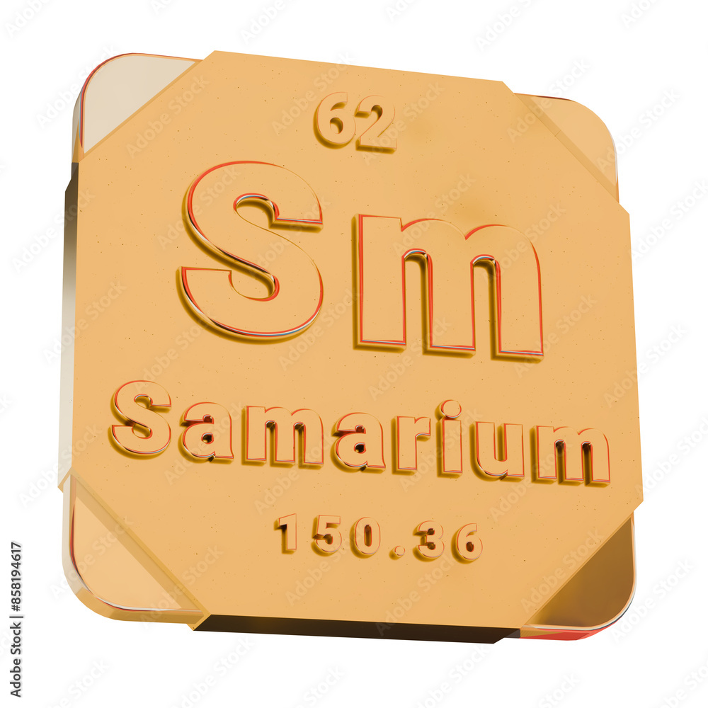 3D Golden Icon - Samarium (Sm) Element from Periodic Table 3D Golden Icon - Samarium (Sm) Element from Periodic Table