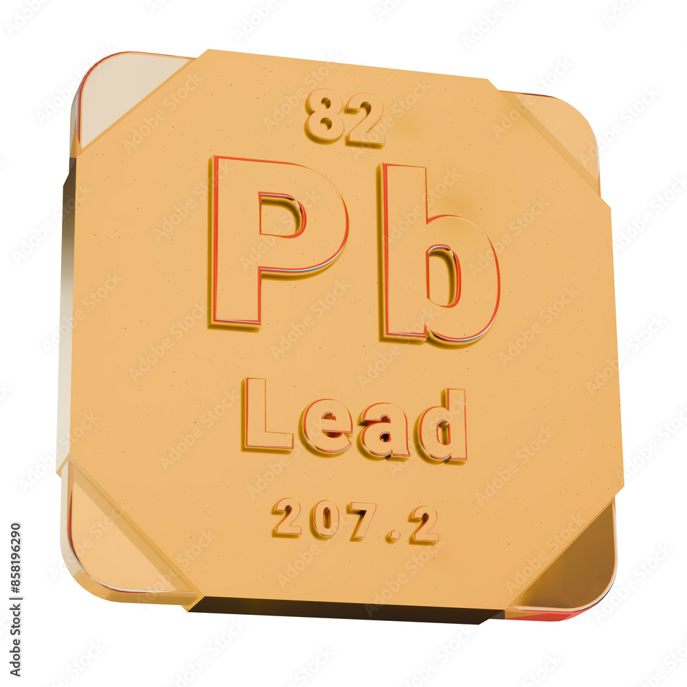3D Golden Icon - Lead (Pb) Element from Periodic Table 3D Golden Icon - Lead (Pb) Element from Periodic Table