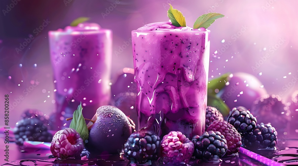 Plum smoothie near blackberry on the clothing background very detailed and realistic shape Plum smoothie near blackberry on the clothing background very detailed and realistic shape