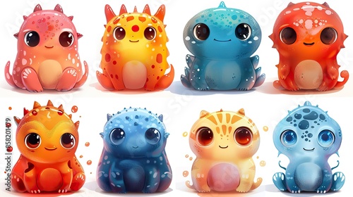 Isolated cartoon creature icons of colorful, comical extraterrestrials illustration images