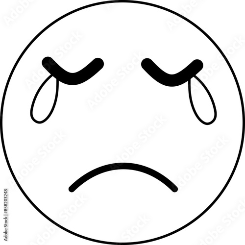 cry sad emoji social media icon outline