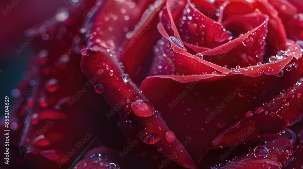 Close-up of a red rose with a hint of morning dew AI generated Close-up of a red rose with a hint of morning dew AI generated
