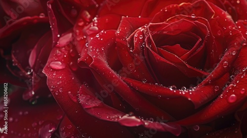 Close-up of a red rose in bloom with fine detail AI generated
