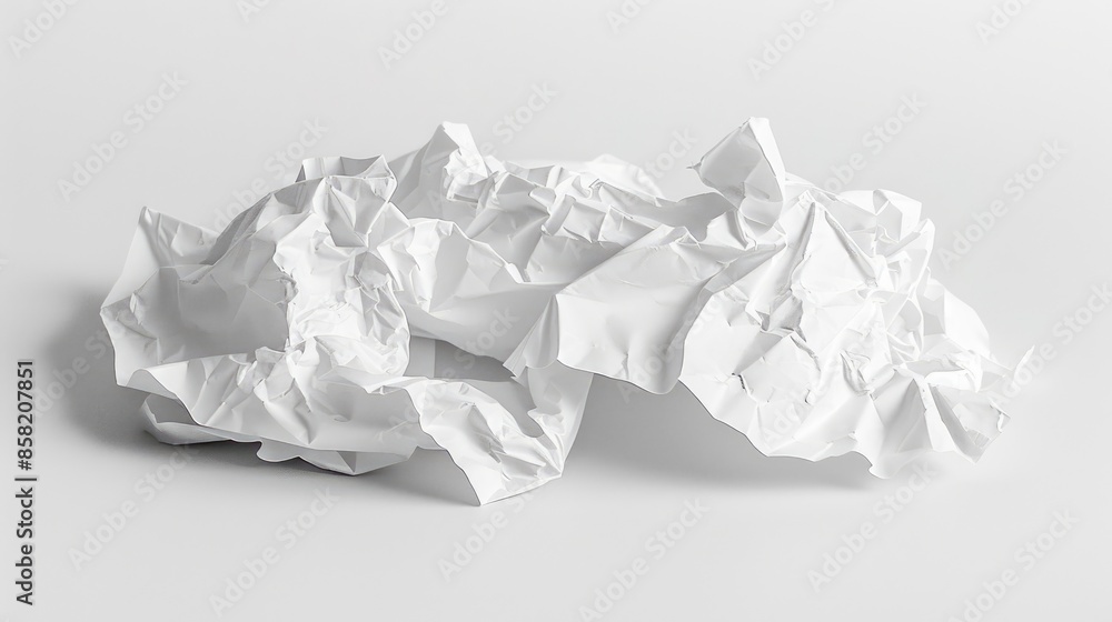 Crumpled notebook paper on white backdrop Crumpled notebook paper on white backdrop