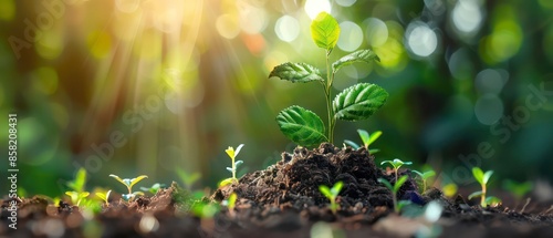 a green plant representing the evaluate current practices and commit to sustainability goals, aligning them with environmental and social values photo