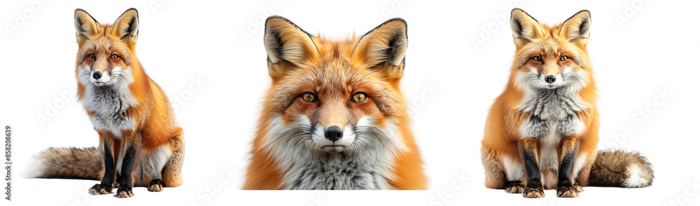 Fototapeta premium Red fox isolated on transparent background