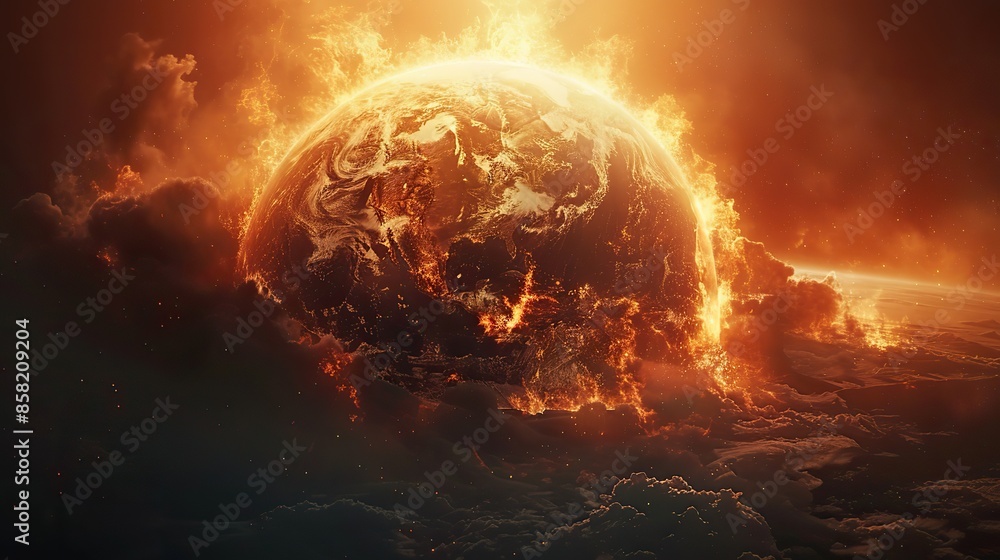 Global warming's scorching heat threatens our planet, leading to extreme temperature rises and environmental devastation. illustration images Global warming's scorching heat threatens our planet, leading to extreme temperature rises and environmental devastation. illustration images