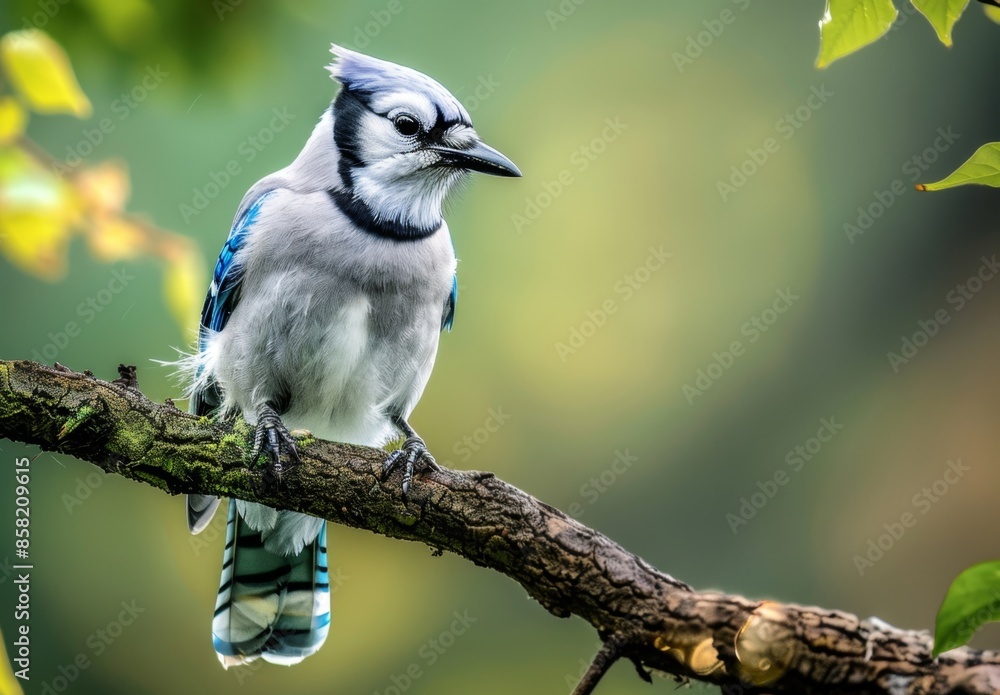 A Blue Jay Bird perched on a tree branch, with a beautiful scenic background, nature A Blue Jay Bird perched on a tree branch, with a beautiful scenic background, nature