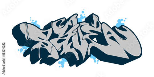 Trendy Abstract Urban Graffiti Street Art Word Save Lettering Vector Illustration Template Element