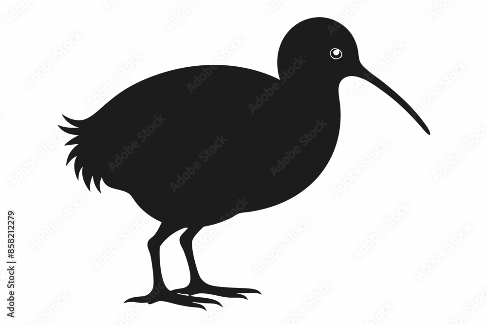 Fototapeta premium Kiwi Bird Silhouette Vector, kiwi bird animal Vector illustration 