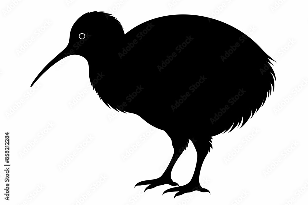 Fototapeta premium Kiwi Bird Silhouette Vector, kiwi bird animal Vector illustration 