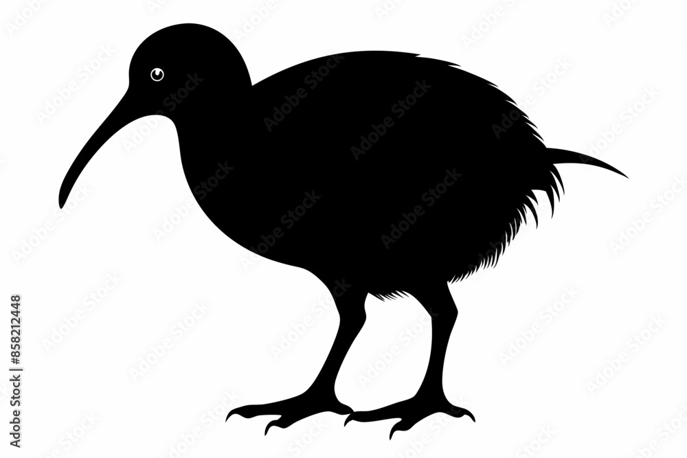 Fototapeta premium Kiwi Bird Silhouette Vector, kiwi bird animal Vector illustration 