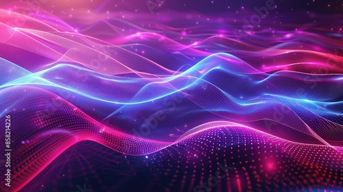 Develop a modern Big Neon Wave Background highlighted by flowing shapes AI generated