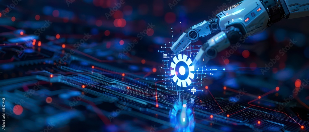 Imagining technology in future landscapes, where digital circles and starry patterns symbolize energy and time in a blue, glowing space of innovation Imagining technology in future landscapes, where digital circles and starry patterns symbolize energy and time in a blue, glowing space of innovation