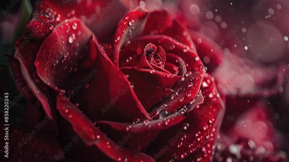 Macro shot of a red rose highlighting intricate details AI generated Macro shot of a red rose highlighting intricate details AI generated