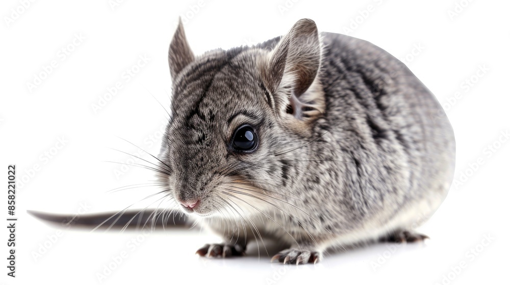 Chinchilla young alone on white backdrop Chinchilla young alone on white backdrop