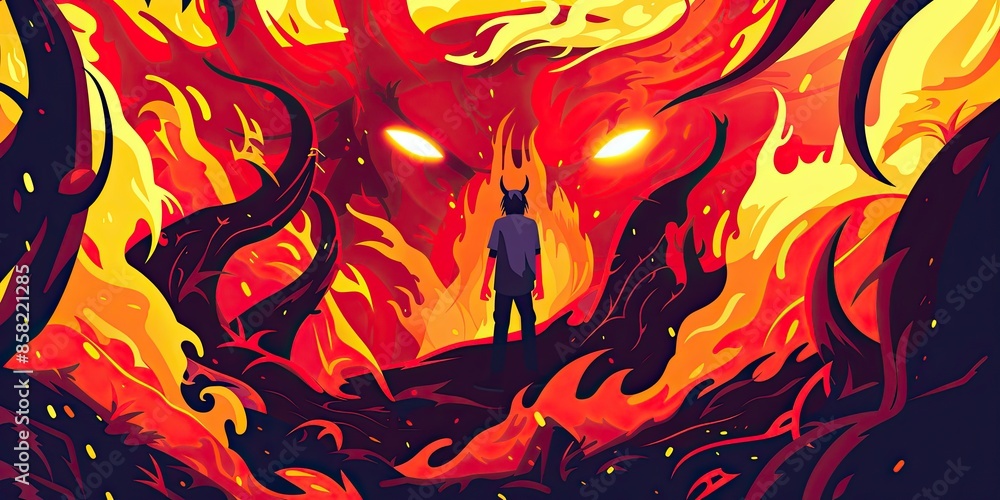 Demonic Figure Engulfed in Flames Demonic Figure Engulfed in Flames