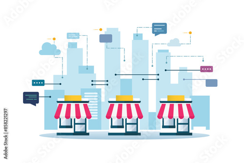 Shop store franchise flat style business concept