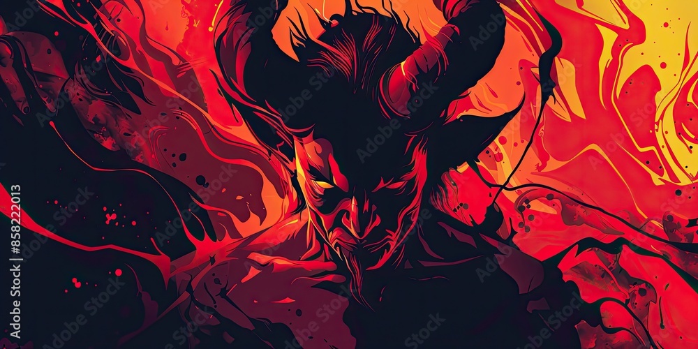 Fototapeta premium Demonic Figure with Intense Flames