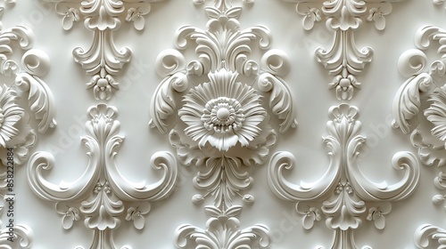 Elegant damask pattern on a pure white background illustration images © Igal