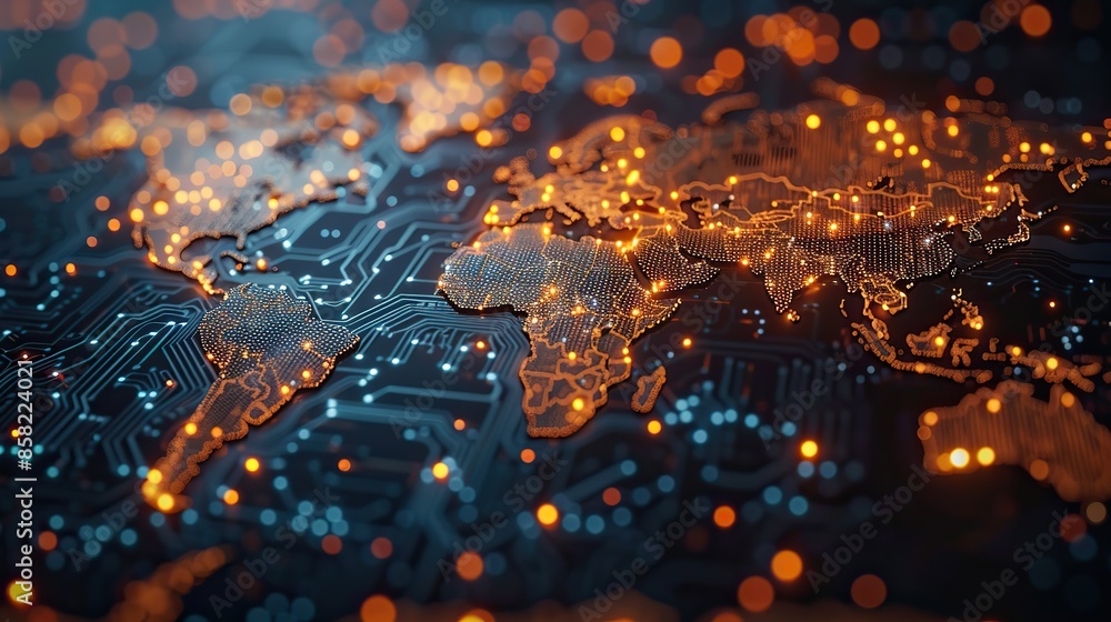 Global connectivity illuminates glowing circuitry, bridging borders with data, intelligence, and commerce. illustration images Global connectivity illuminates glowing circuitry, bridging borders with data, intelligence, and commerce. illustration images