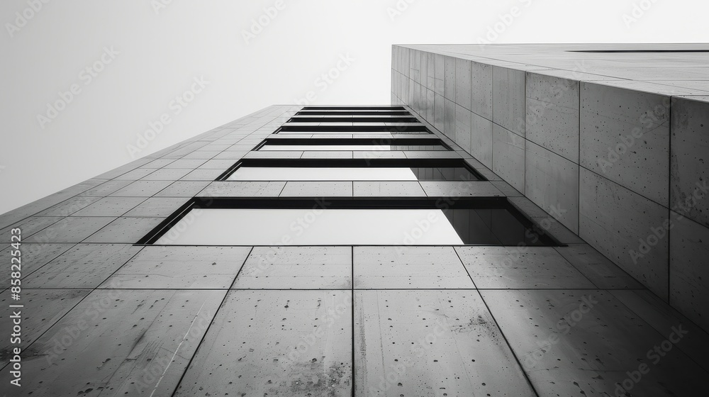 Fototapeta premium The visually stunning desktop wallpaper captures the essence of minimalist architecture, using simple and powerful shapes, lines, and colors.