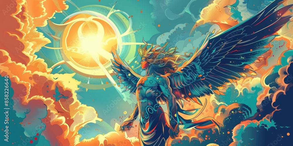 Heavenly Angel in a Colorful Abstract Sky Heavenly Angel in a Colorful Abstract Sky