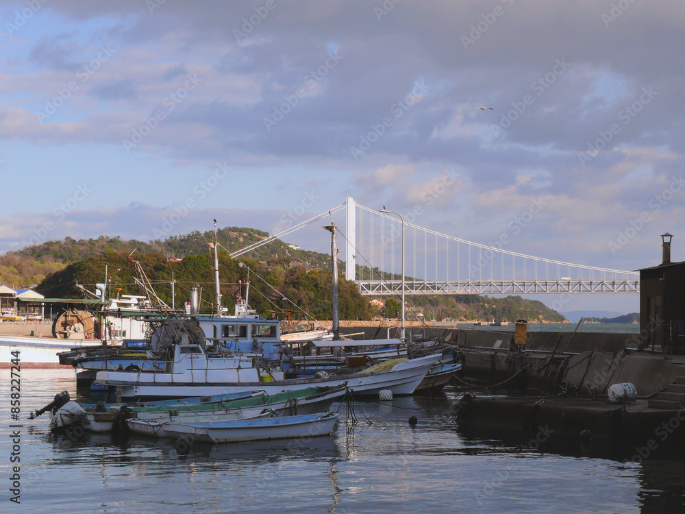 夕日に照らし出される瀬戸大橋。
倉敷市下津井港から撮影。 夕日に照らし出される瀬戸大橋。
倉敷市下津井港から撮影。