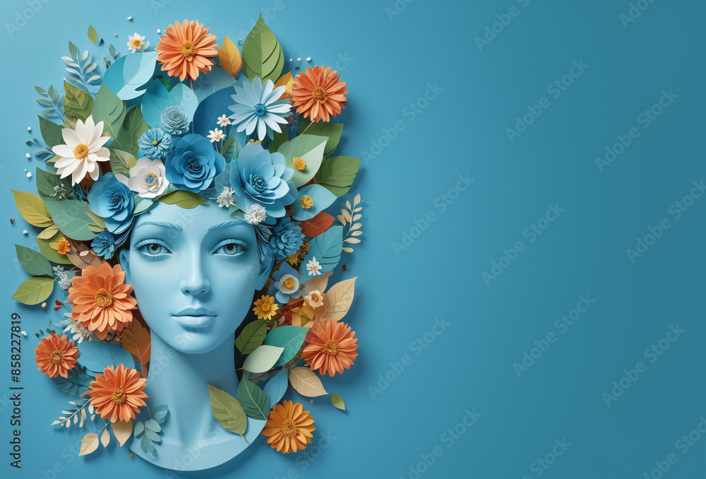 Silhouette de tête visage, représentant le concept abstrait de la psychologie et du bien-être, nature et développement personnel, espace vide pour du texte Silhouette de tête visage, représentant le concept abstrait de la psychologie et du bien-être, nature et développement personnel, espace vide pour du texte