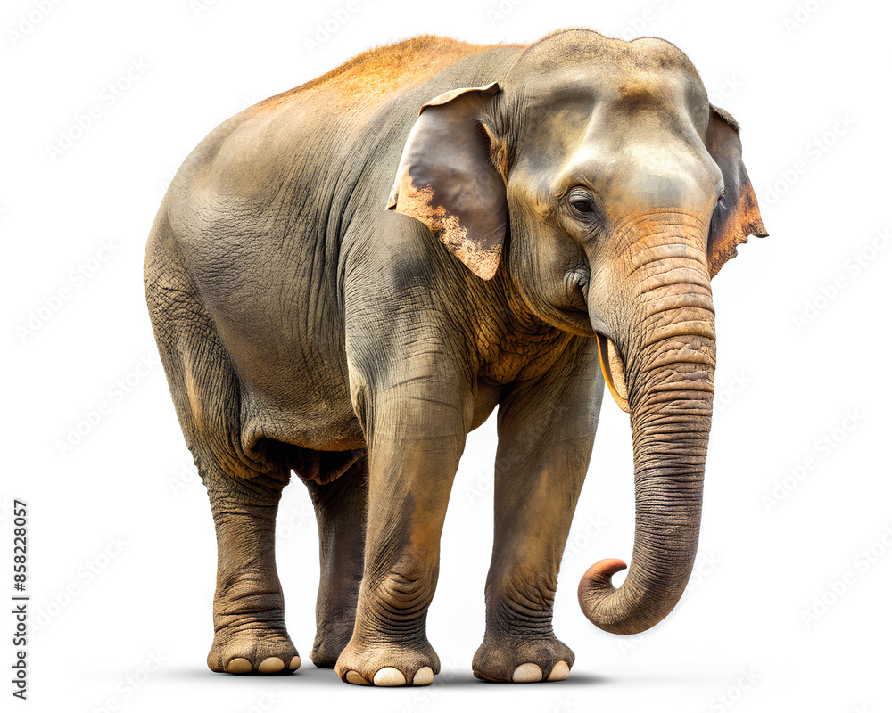 Thai Elephant isolated on white background. clipping path, selective focus Thai Elephant isolated on white background. clipping path, selective focus